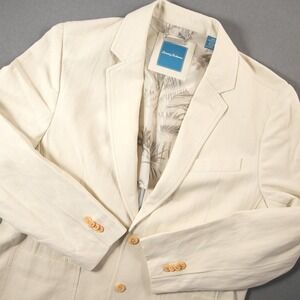Tommy Bahama Silk Linen Vacation Summer Cream Off White Mens M Blazer Jacket